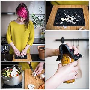 Garlic peeler spoon rest potholders for kitchen