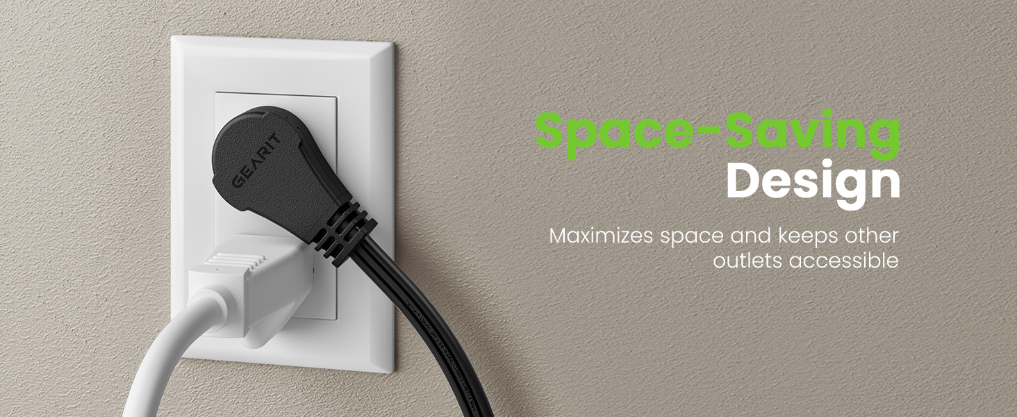 space-saving design maximizes space and keeps other outlets accessibile