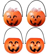 MAGICLULU 20pcs Halloween Pumpkin Plastic Candy Bucket Mini Pumpkin Pail Trick-or-Treat Candy Buc...