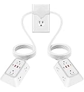 Twin Extension Cord Splitter 12 Ft, Dual 10-in-1 Power Strip (Wall Outlet) | Flat Plug Power Stri...