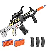 Realistic Toy Foam Blaster Gun - Electric Sniper Rifle with Scope 120 Soft Bullets 3 Magazines, A...