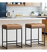 Yaheetech Bar Stools Set of 2, 24 Inch Counter Height Bar Stools Set, Backless Kitchen Island Sto...