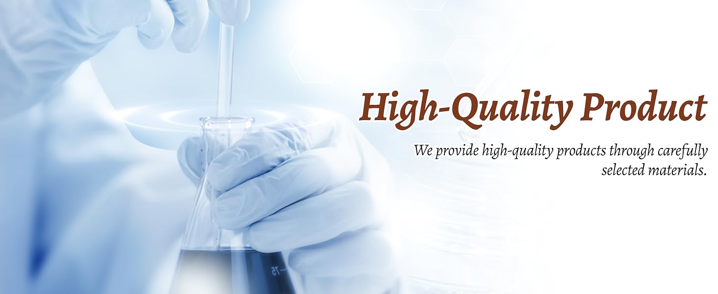 Text reads 'High-Quality Product'. Advertisement banner with blue cloudy background showing product quality message.