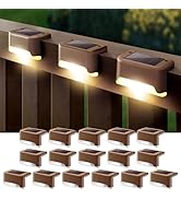 DenicMic 16 Pack Solar Deck Lights Outdoor Waterproof 4000K Warm White LED for Step Fence Patio Y...