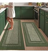 Kitchen Rugs Set,Non Slip Kitchen Mats for Floor-Thick Stain Resistant Kitchen Floor Mat Runner C...