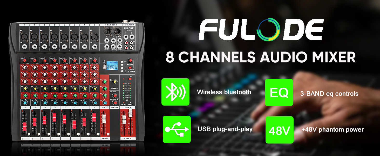 8 CHANNELS AUDIO MIXER