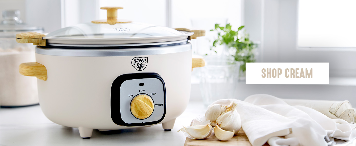 GreenLife, Ceramic Nonstick, PFAS-Free, Non-Toxic, Slow Cooker, Wood, Electrics