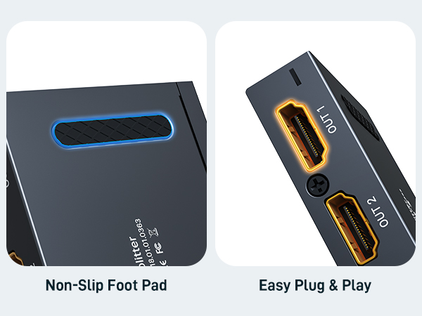 Yinker 4K HDMI Splitter 1 in 2 Out with 5 Ft HDMI 2.0 Cable