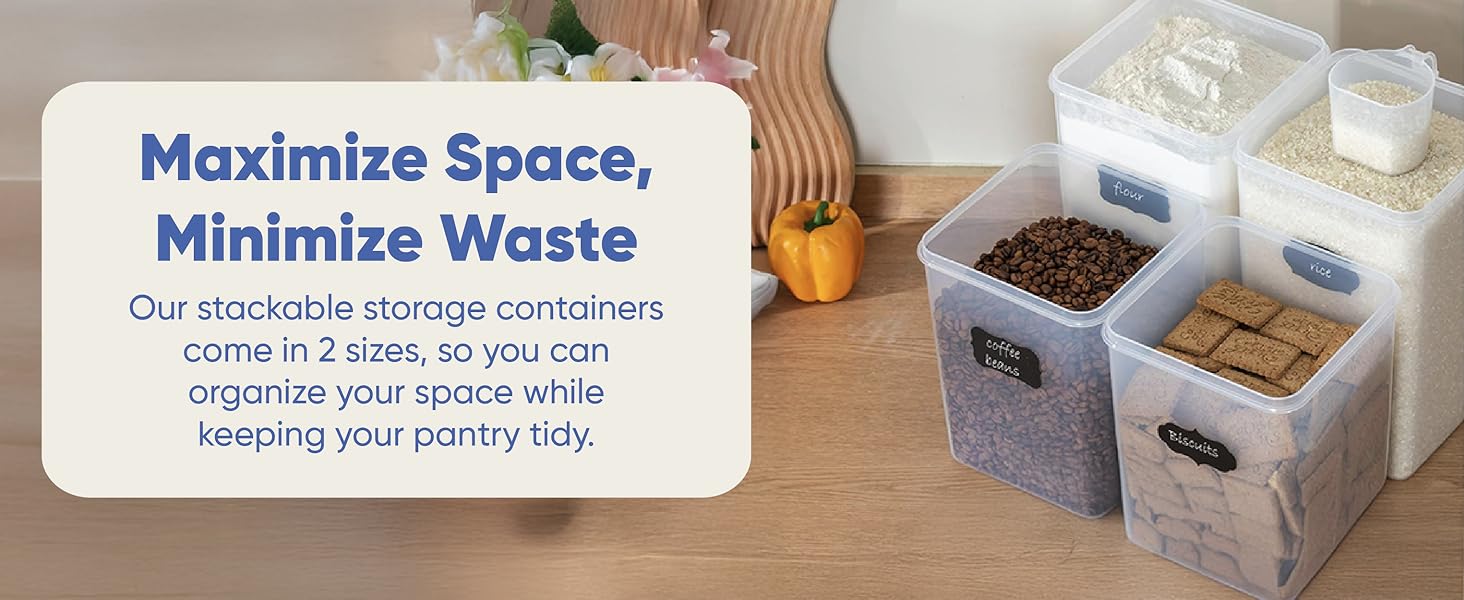 Storage Containers with Lids, Kitchen Canister Set, Flour and Sugar Containers, Kitchen Storage Bin