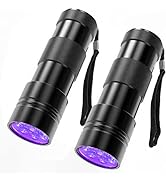 2 Pack UV Flashlight, COSOOS 12 LED Handheld Blacklight Flashlight 395nm Mini Light Torch Detecto...