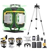Mulcort Laser Level with Tripod, 4 x 360 Self Leveling Laser Measuring Tool Green 16 Line Level L...