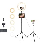 Aureday 14inch iPad Ring Light with Tripod Stand, 62inch Selfie Tripod Light Ring with Phone&amp;Tabl...