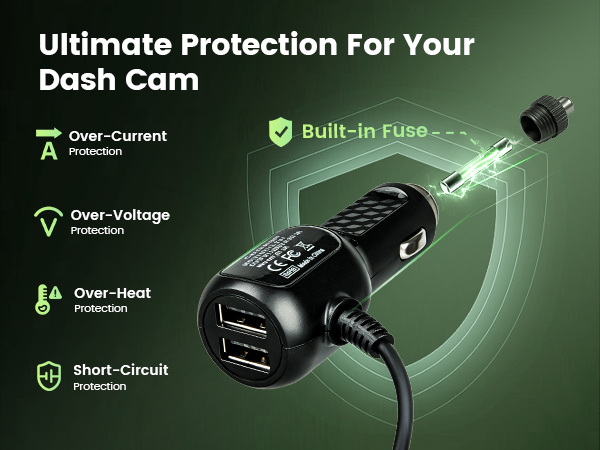 rexing power adapter with 15a fuse