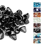 GRISUN Onyx Black Fire Glass Diamonds for Fire Pit, 1 Inch High Luster Reflective Tempered Glass ...