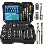 DOAHO 26 Piece Bolt Extractor Screw Extractor Set and Drill Bit Set, 13 PCS Cr-Mo Bolt Extractor ...