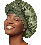 Silk Bonnet for Sleeping Satin Hair Bonnet Double Layer Adjustable Sleep Cap with Elastic Tie Band