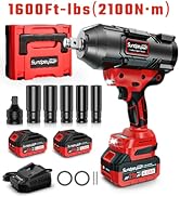 SundpeyPRO Cordless Impact Wrench 1600Ft-lbs - 2100N·m High Torque Impact Gun with 2 * 4.0Ah Batt...