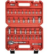 AMM 38PCS Master TORX Bit Socket Set | 1/4", 3/8", 1/2" Drive | S2 Steel Bits, Cr-V Sockets | Sol...