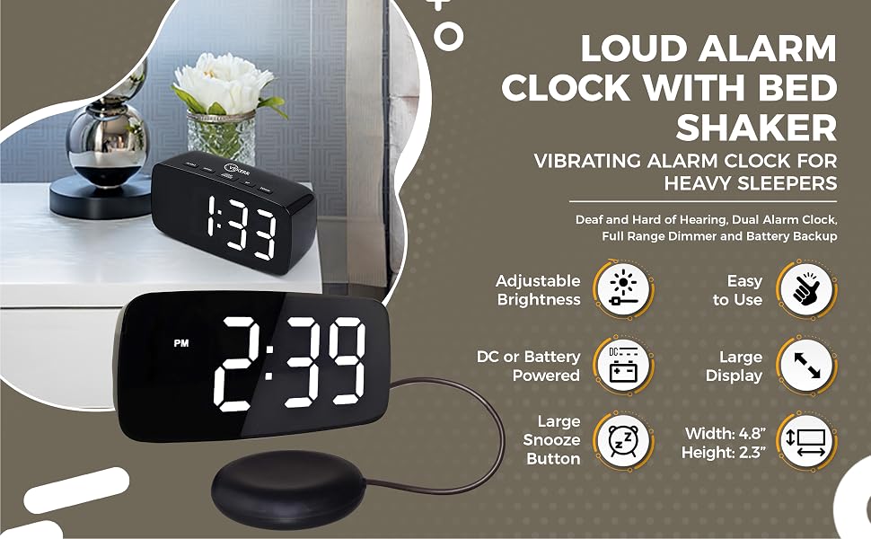 vibrating alarm clock with bed shaker 