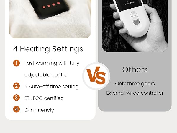 Heated Blanket Electric Throw Blanket with Built-in Button Controller