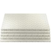 O’Creme Cake Board, Silver Foil Square Cake Drum with Gorgeous Design, Sturdy &amp; Durable 1/2” Thic...