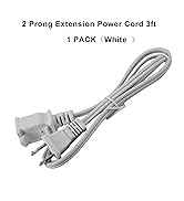 2 Prong Extension Cord 3FT, 2-Prong Male-Female Power Cable for NEMA 1-15P to NEMA 1-15R Cable Po...