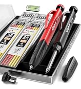 Nicpro 2 Pack Carpenter Pencil Set with Sharpener &amp; Finger Grip, Mechanical Woodworking Pencils w...