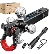 Nilight Trailer Hitch Tri-Ball Mount with Hook and Rotatable Tow Anti-Theft 3/4” Shackle Fits for...