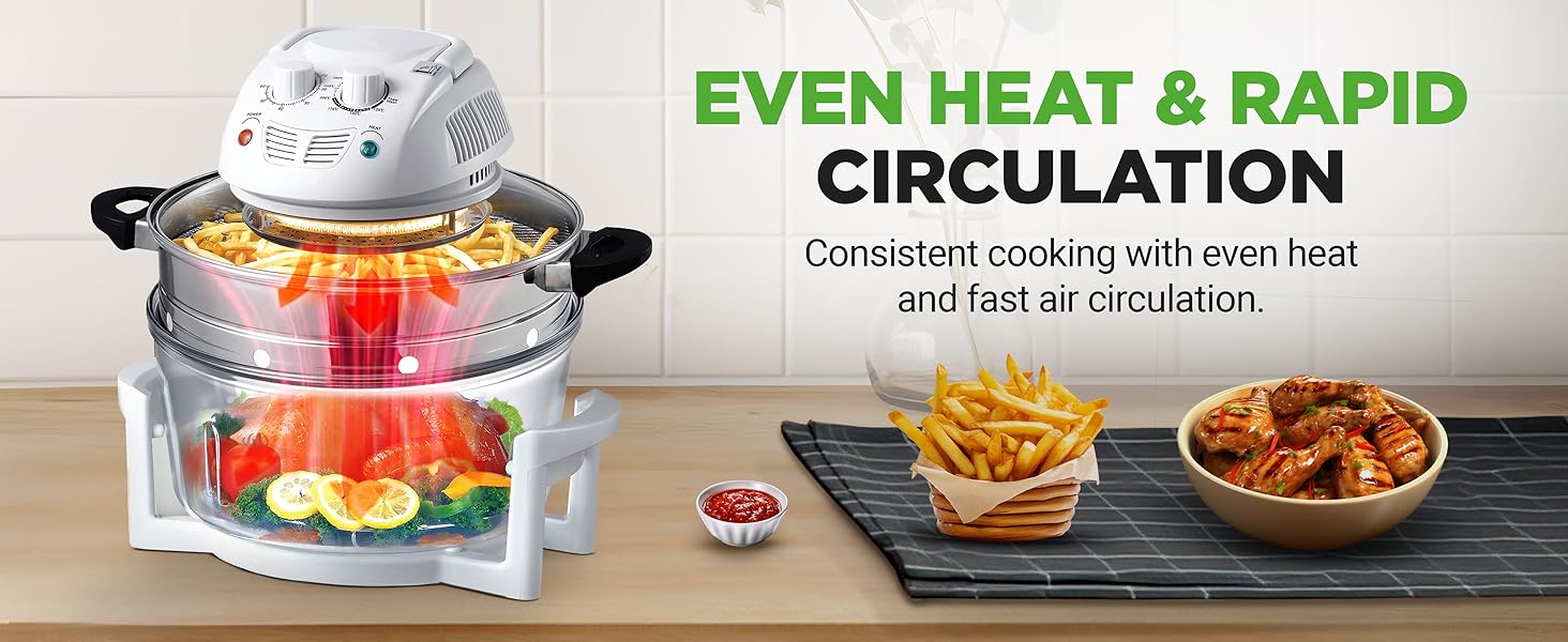 hassle-free cooking method. Simply place the food inside the hot air fryer, set the temperature