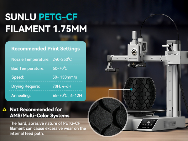 sunlu petg cf carbon fiber petg filament 1.75mm Black 1kg-4