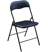 American Dream Black Vinyl Cushion Folding Chair Heavy Duty Portable Metal Frame Chair for Dining...