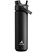 POWCAN 26 oz Insulated Water Bottle with 2-in-1 Straw and Spout Lid, Keep Cold 24H, Leak-Proof, F...