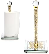 Suwimut Gold Paper Towel Holder Countertop, Standing Paper Towel Roll Holder with Cube Base, Pape...