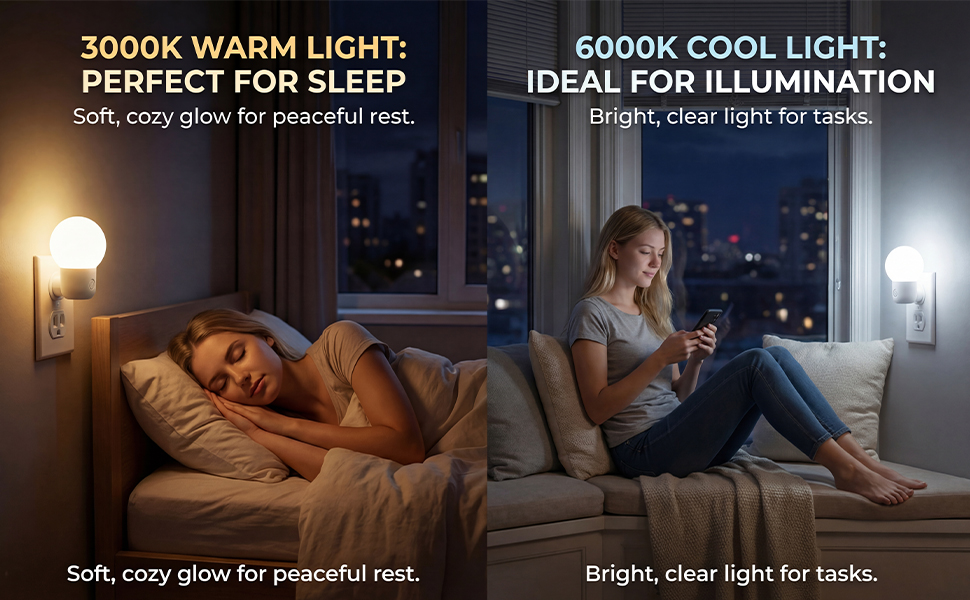 3000K for sleeping, 6000K for lighting