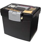 Storex Portable File Storage Box with Translucent Organizer Storage Lid- Plastic Office File Stor...