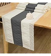 Bloss Gray Boho Table Runner 72 Inches Long Spring Farmhouse Tables Runner,Rustic Hollow Table Ru...