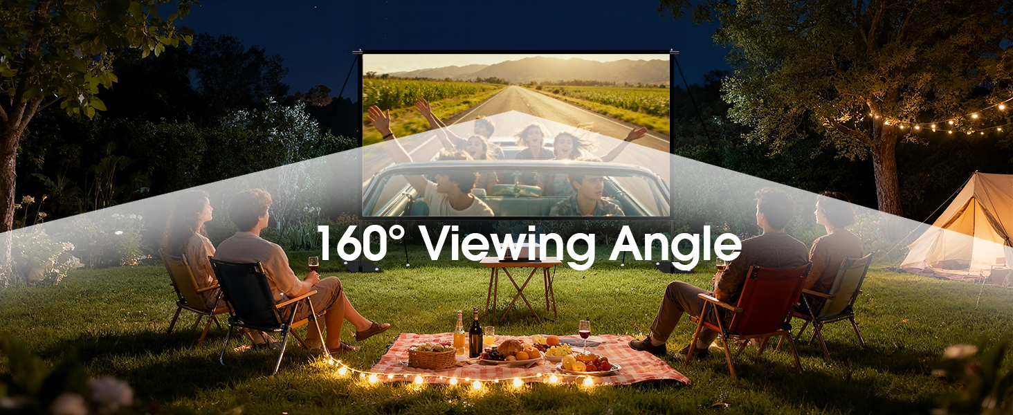 120 Inch Indoor Outdoor Projector Screen with Stand for Home Theater Backyard Movie Night