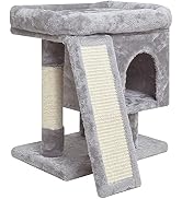 SYANDLVY Small Cat Tree for Indoor Cats, Modern Cat Activity Tower with Plush Perch, Kittens Cond...