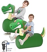 JOSEN Bouncy Hopper Giant Dinosaur Ride On Toys, Inflatable Bouncing Animal Hopper with Hand Pump...