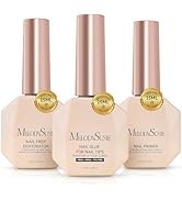 MelodySusie Nail Glue Nail Dehydrator and Primer Set Long Lasting Shine Nail Polish Art Design Ma...