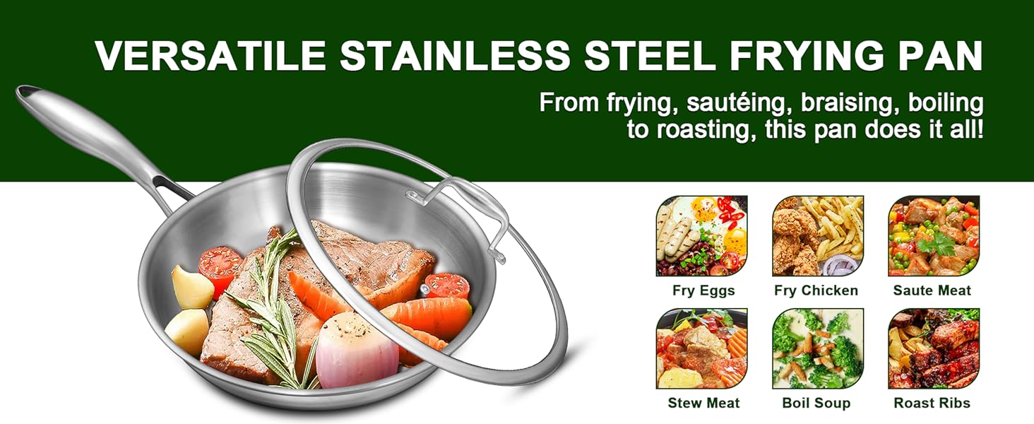 stainless steel saute pan with lid