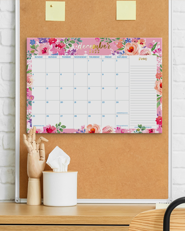 calendar, watercolor, floral, fun