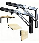 Collapsible Triangle Shelf Bracket, 2 Pcs Heavy Duty Folding Shelf Brackets, 20inch Heavy Duty Wa...
