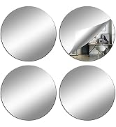 DARENYI 4Pcs Glass Round Mirror Tile, 6 inch Self Adhesive Mirror Sticker Small Circle Mirror She...