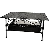 LEADALLWAY Folding Camping Table Low Picnic Table with Large Storage and Carrying Bags,37.4×21.65...