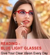 CHOFILORD 6 Pack Cat Eye Reading Glasses for Women Fashion Cute Blue Light Blocking Computer Read...