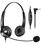 2.5mm Phone Headset with Microphone Noise Cancelling &amp; Volume Controls, Office Telephone Headphon...