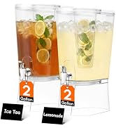 Lifewit 2 Gallon Drink Dispenser for Parties 2 Pcs, Large Plastic Beverage Container for Juice/Te...