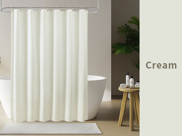 cream fabric shower curtain liner