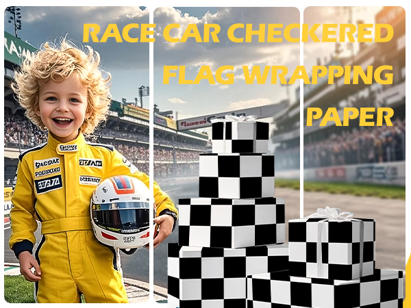 WRAPAHOLIC Checkered Flag Wrapping Paper 